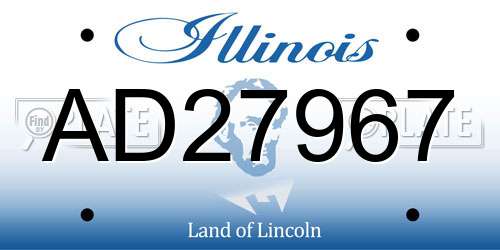 AD27967 Illinois License Plate