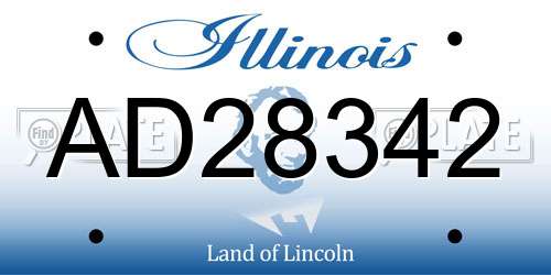 AD28342 Illinois License Plate