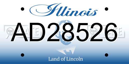 AD28526 Illinois License Plate