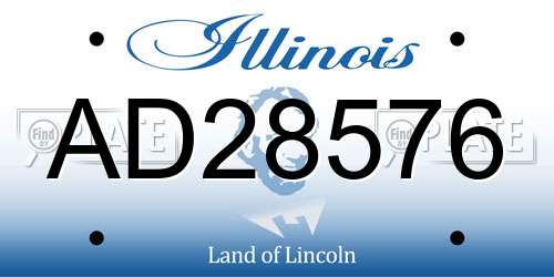 AD28576 Illinois License Plate