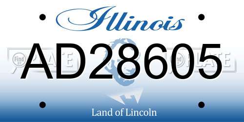 AD28605 Illinois License Plate