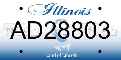 AD28803 Illinois License Plate