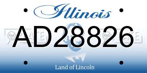 AD28826 Illinois License Plate