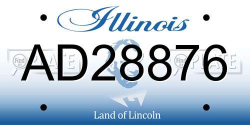 AD28876 Illinois License Plate
