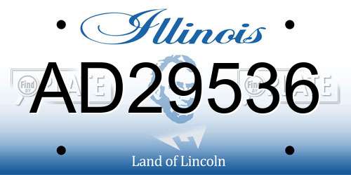 AD29536 Illinois License Plate