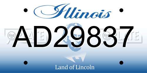AD29837 Illinois License Plate