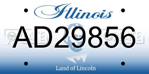 AD29856 Illinois License Plate