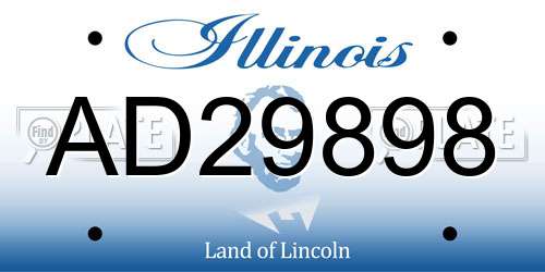 AD29898 Illinois License Plate