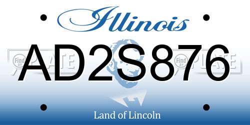 AD2S876 Illinois License Plate