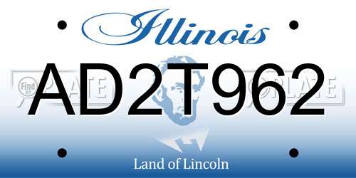 AD2T962 Illinois License Plate