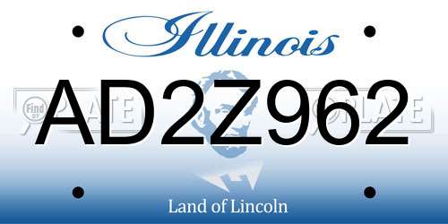 AD2Z962 Illinois License Plate