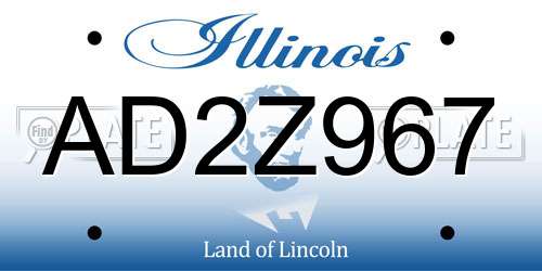 AD2Z967 Illinois License Plate