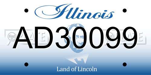 AD30099 Illinois License Plate