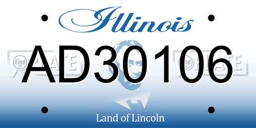 AD30106 Illinois License Plate