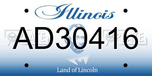 AD30416 Illinois License Plate