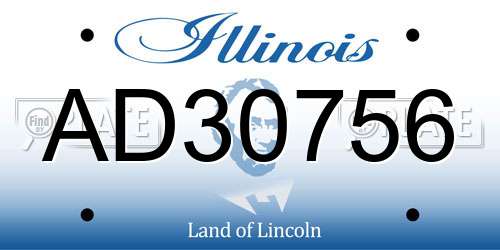 AD30756 Illinois License Plate