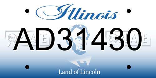 AD31430 Illinois License Plate