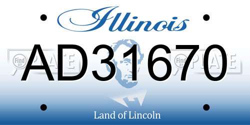 AD31670 Illinois License Plate
