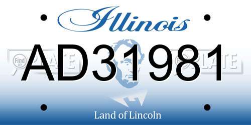 AD31981 Illinois License Plate