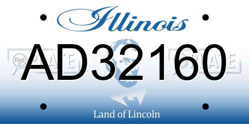 AD32160 Illinois License Plate
