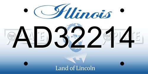 AD32214 Illinois License Plate