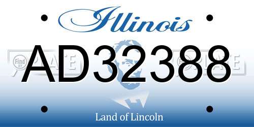 AD32388 Illinois License Plate