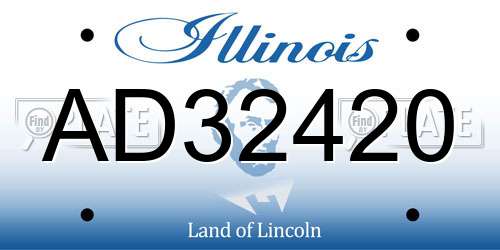 AD32420 Illinois License Plate