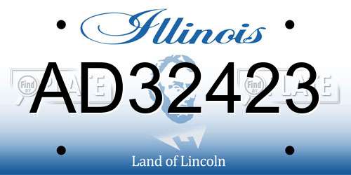 AD32423 Illinois License Plate