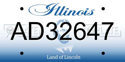 AD32647 Illinois License Plate