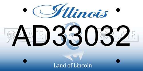 AD33032 Illinois License Plate