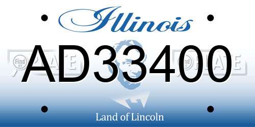 AD33400 Illinois License Plate