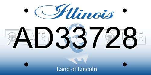 AD33728 Illinois License Plate