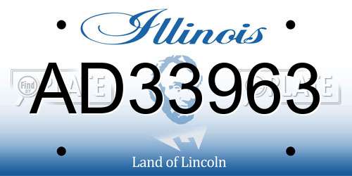 AD33963 Illinois License Plate
