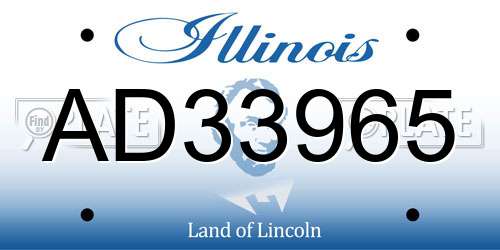 AD33965 Illinois License Plate