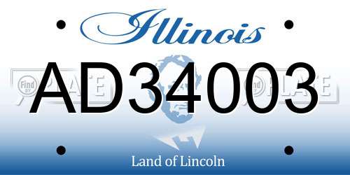 AD34003 Illinois License Plate