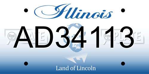 AD34113 Illinois License Plate