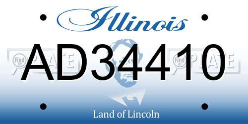 AD34410 Illinois License Plate