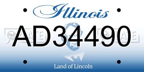 AD34490 Illinois License Plate