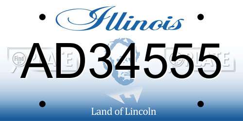 AD34555 Illinois License Plate
