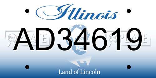AD34619 Illinois License Plate