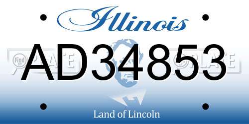 AD34853 Illinois License Plate