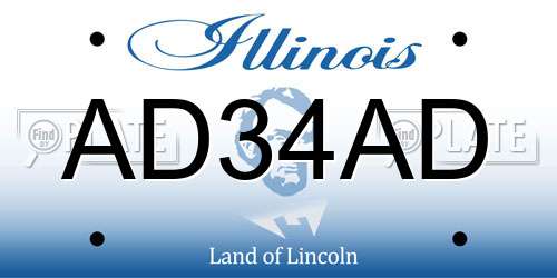 AD34AD Illinois License Plate