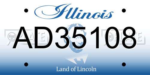 AD35108 Illinois License Plate
