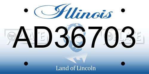 AD36703 Illinois License Plate