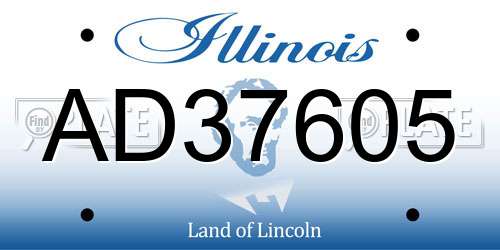 AD37605 Illinois License Plate