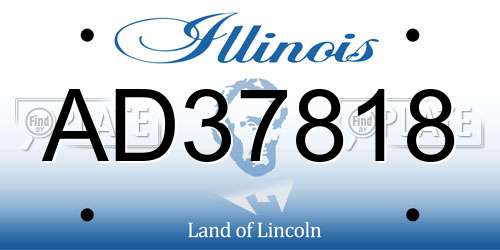 AD37818 Illinois License Plate
