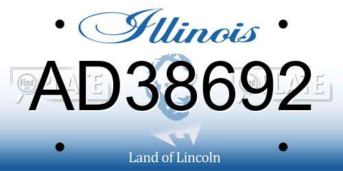 AD38692 Illinois License Plate
