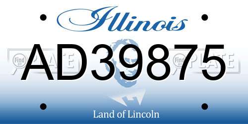 AD39875 Illinois License Plate
