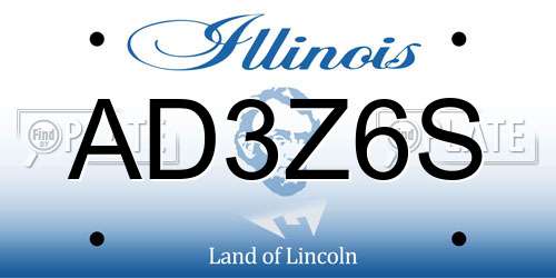 AD3Z6S Illinois License Plate