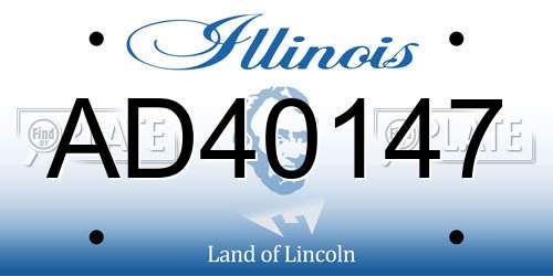 AD40147 Illinois License Plate